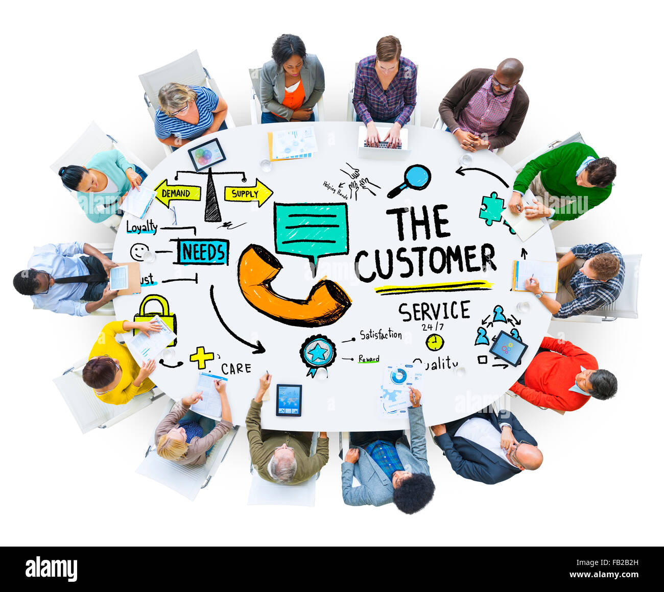 Il servizio di assistenza al cliente target di mercato supportano il concetto di assistenza Foto Stock