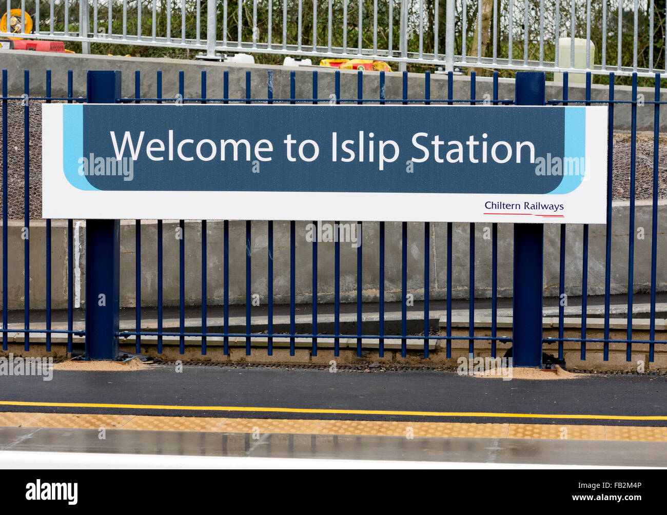 Islip stazione ferroviaria segno, Oxfordshire, Regno Unito Foto Stock