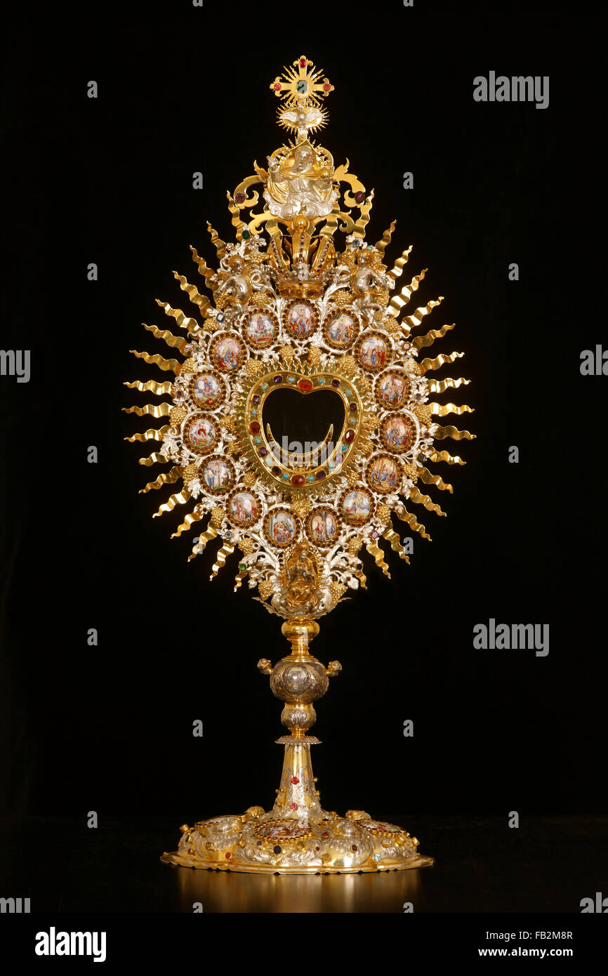 Bensheim, St. Georg, 1830 von Georg Moller erbaut, Wiederaufbau 1949-1953, Monstranz Foto Stock