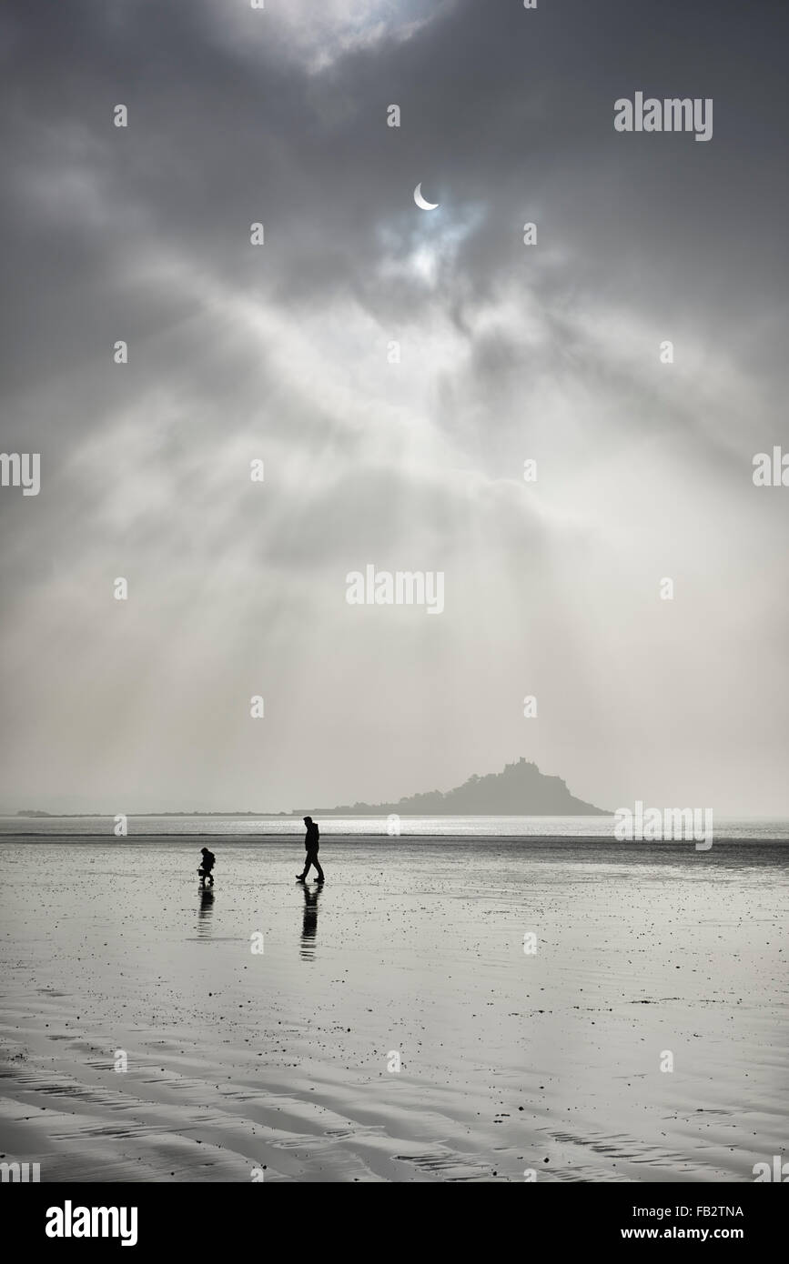 L'eclissi parziale xx Marzo 2015 Foto Stock