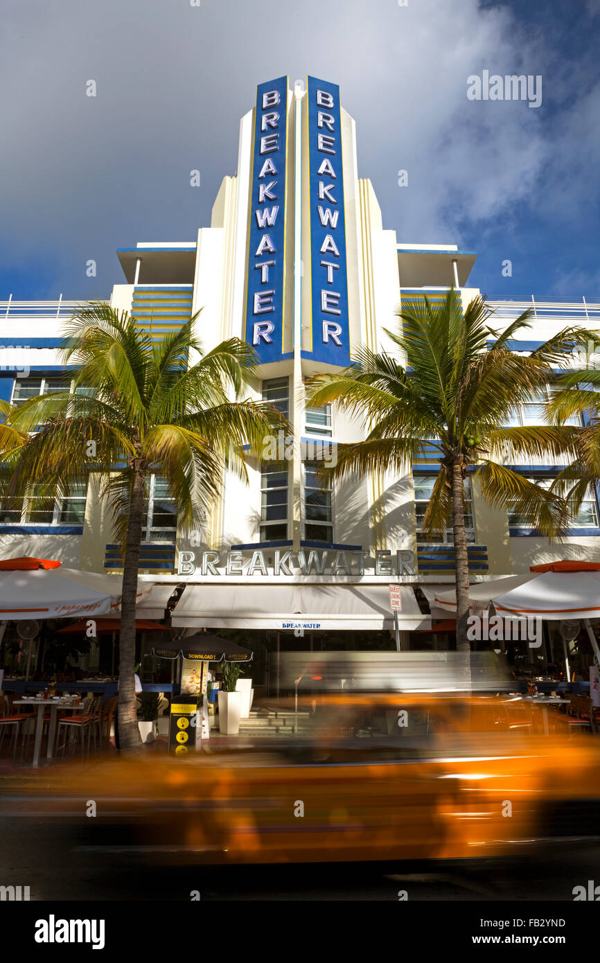 Art Deco district, Ocean Drive e South Beach, Miami Beach, Miami, Florida, Stati Uniti d'America Foto Stock