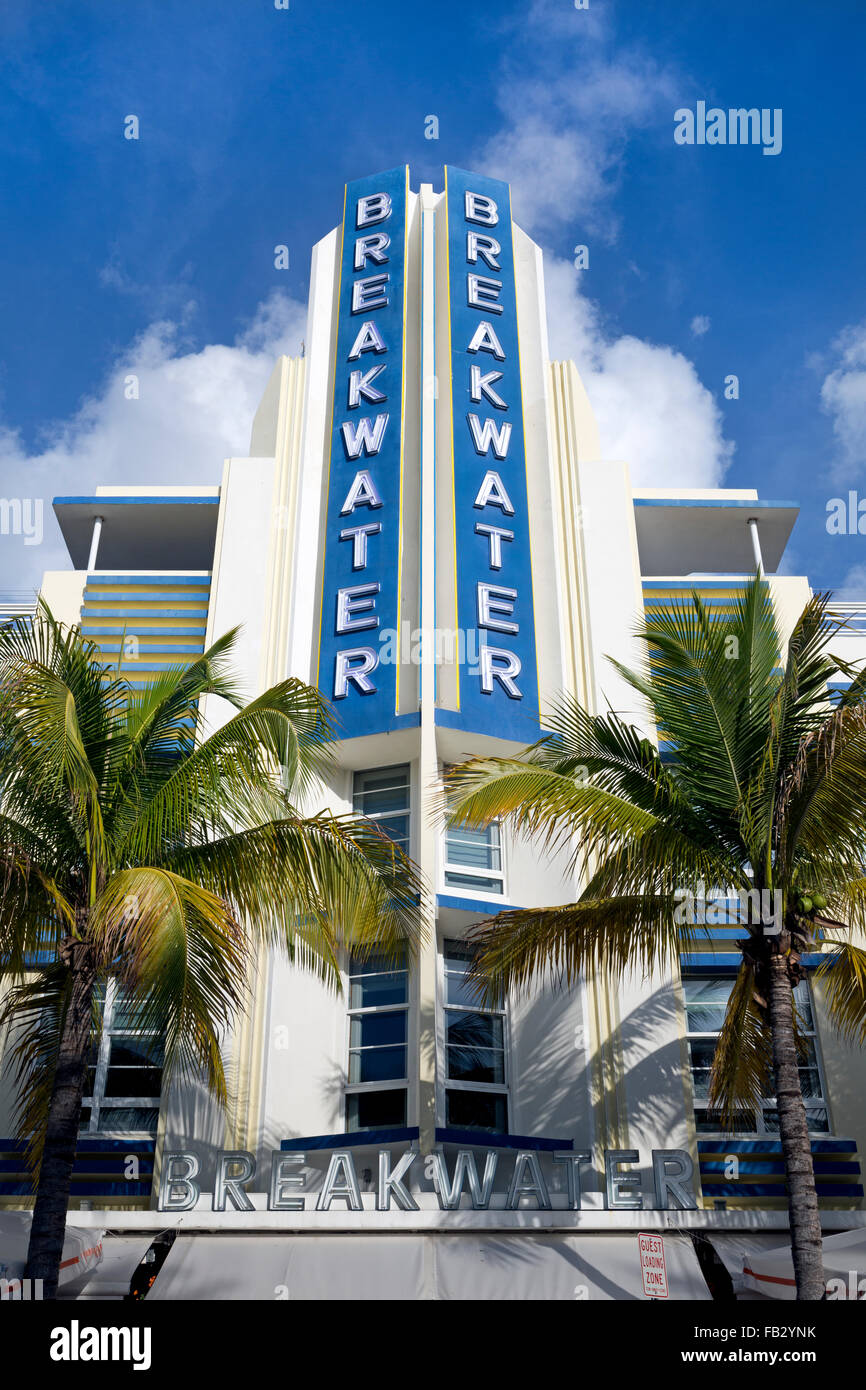 Art Deco district, Ocean Drive e South Beach, Miami Beach, Miami, Florida, Stati Uniti d'America Foto Stock