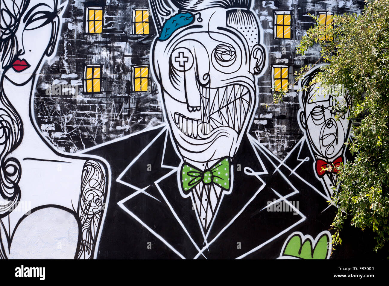 Graffiti street art in Wynwood Art District di Miami, Florida, Stati Uniti d'America Foto Stock