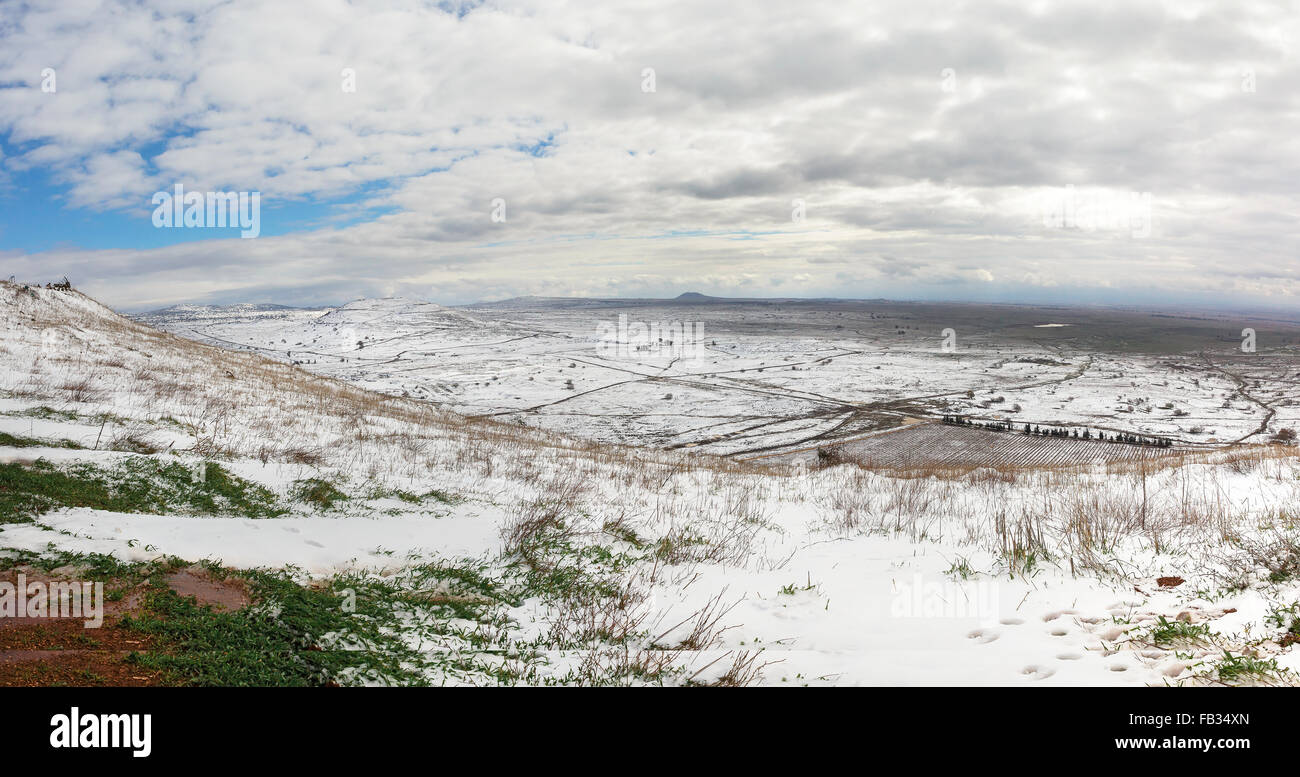 La neve, il paesaggio invernale nel nord di Israele Foto Stock