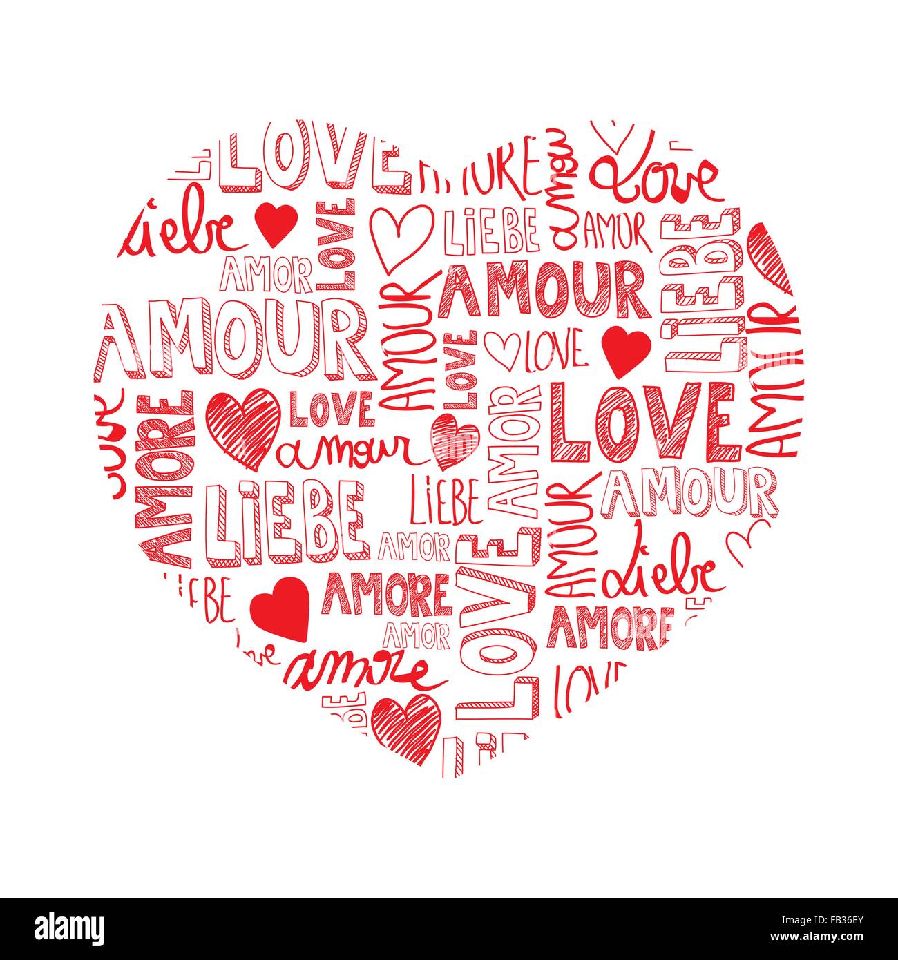 Passione Dolce Cuore Rosso Internazionale Con Parole Di Amore Immagine E Vettoriale Alamy