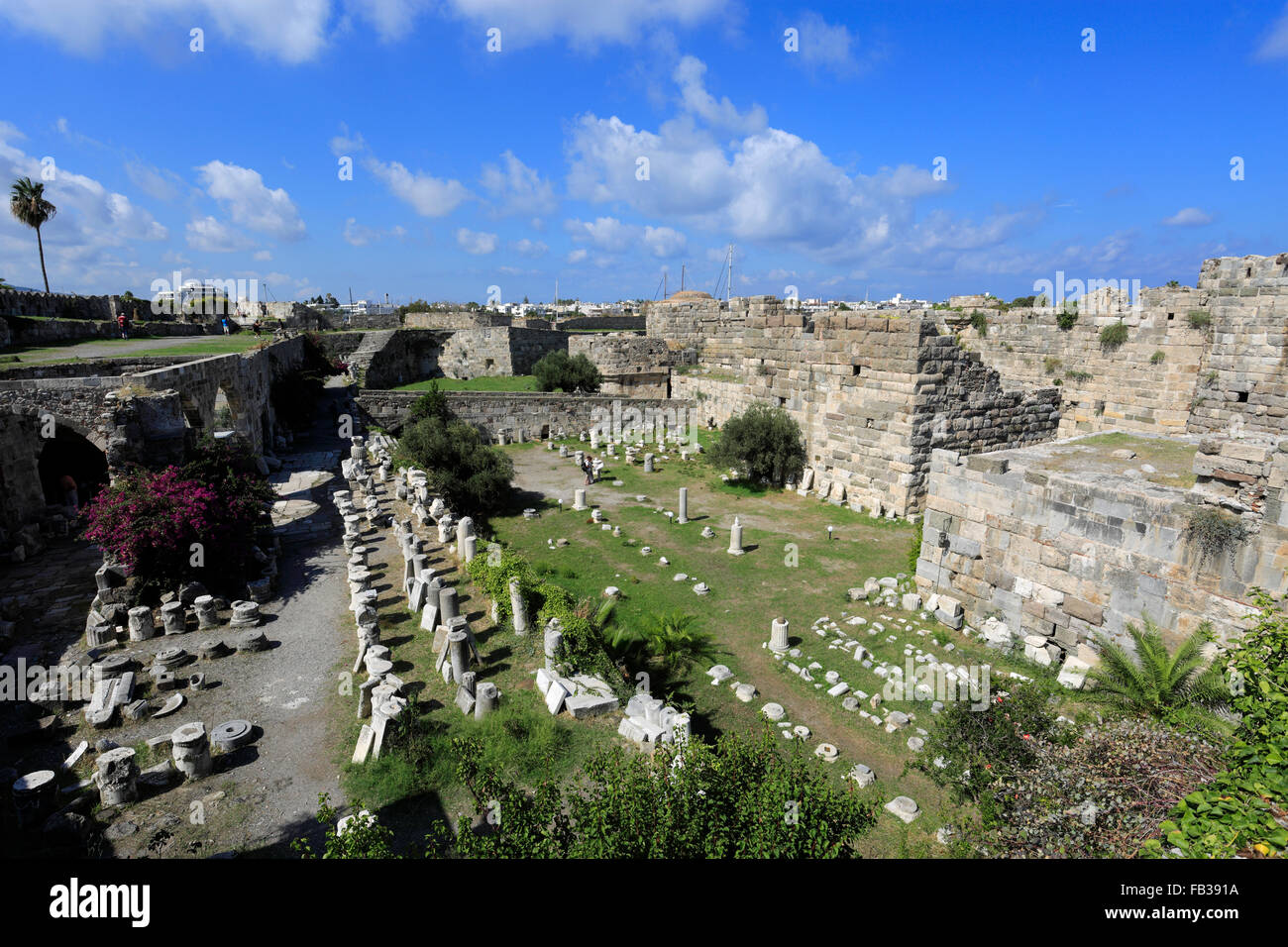 Il castello di Neratzia, ex fortezza dei Cavalieri di San Giovanni di Gerusalemme, isola di Kos, Dodecanneso gruppo di isole, Egeo Meridionale Foto Stock