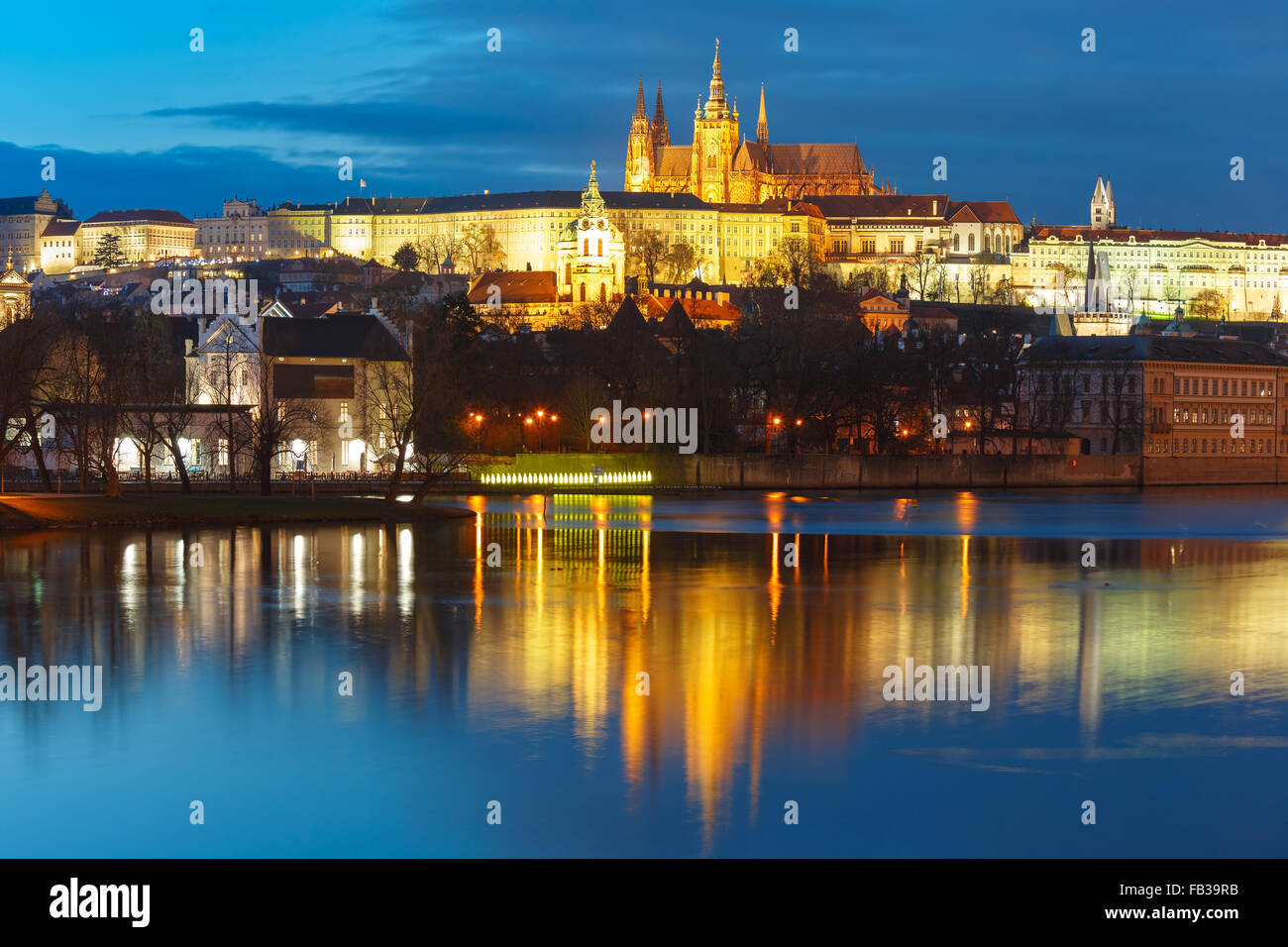 Il Castello di Praga e sul Ponte Carlo, Repubblica Ceca Foto Stock