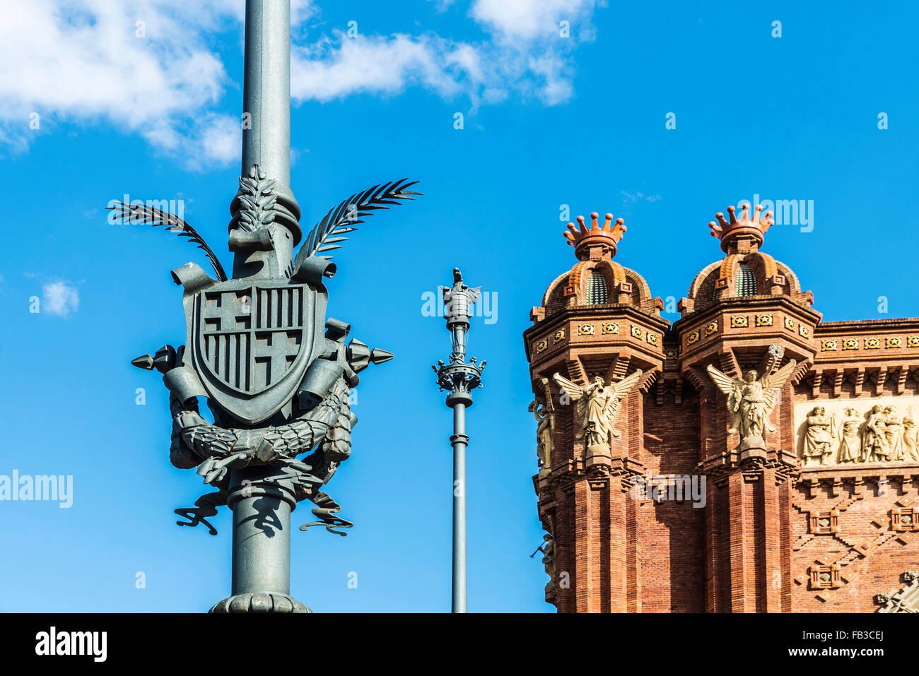 Arc de Triomf è stato costruito come la porta di accesso principale per il 1888 Barcellona fiera mondiale dell'architetto Josep vilaseca i casanovas. Foto Stock