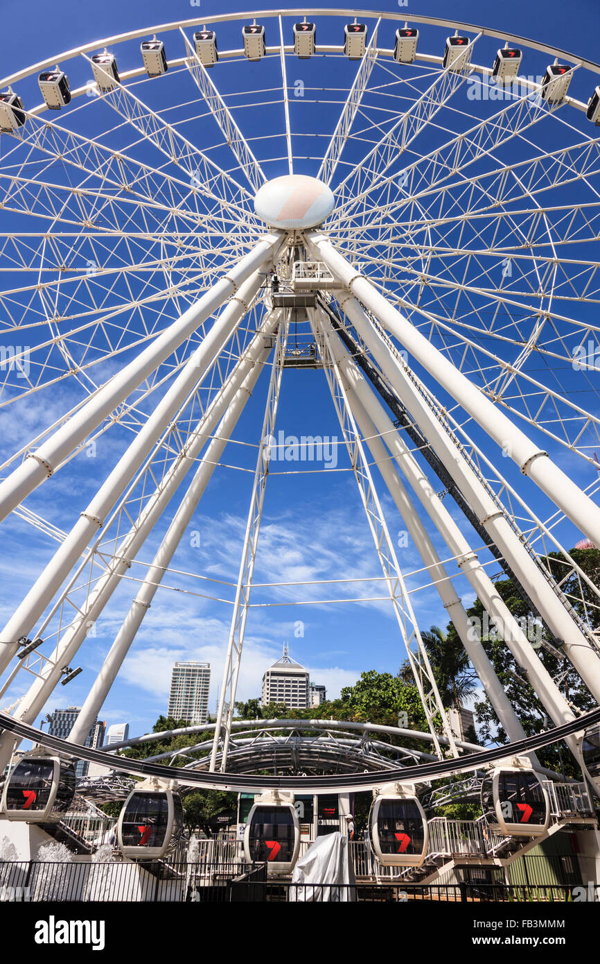 La Ruota Panoramica di Brisbane si trova a South Bank nel cuore di Brisbane culturale, lo stile di vita e il quartiere di intrattenimento Foto Stock