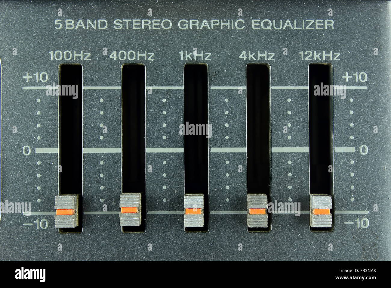 Cinque stereo a banda equalizzatore grafico Foto Stock