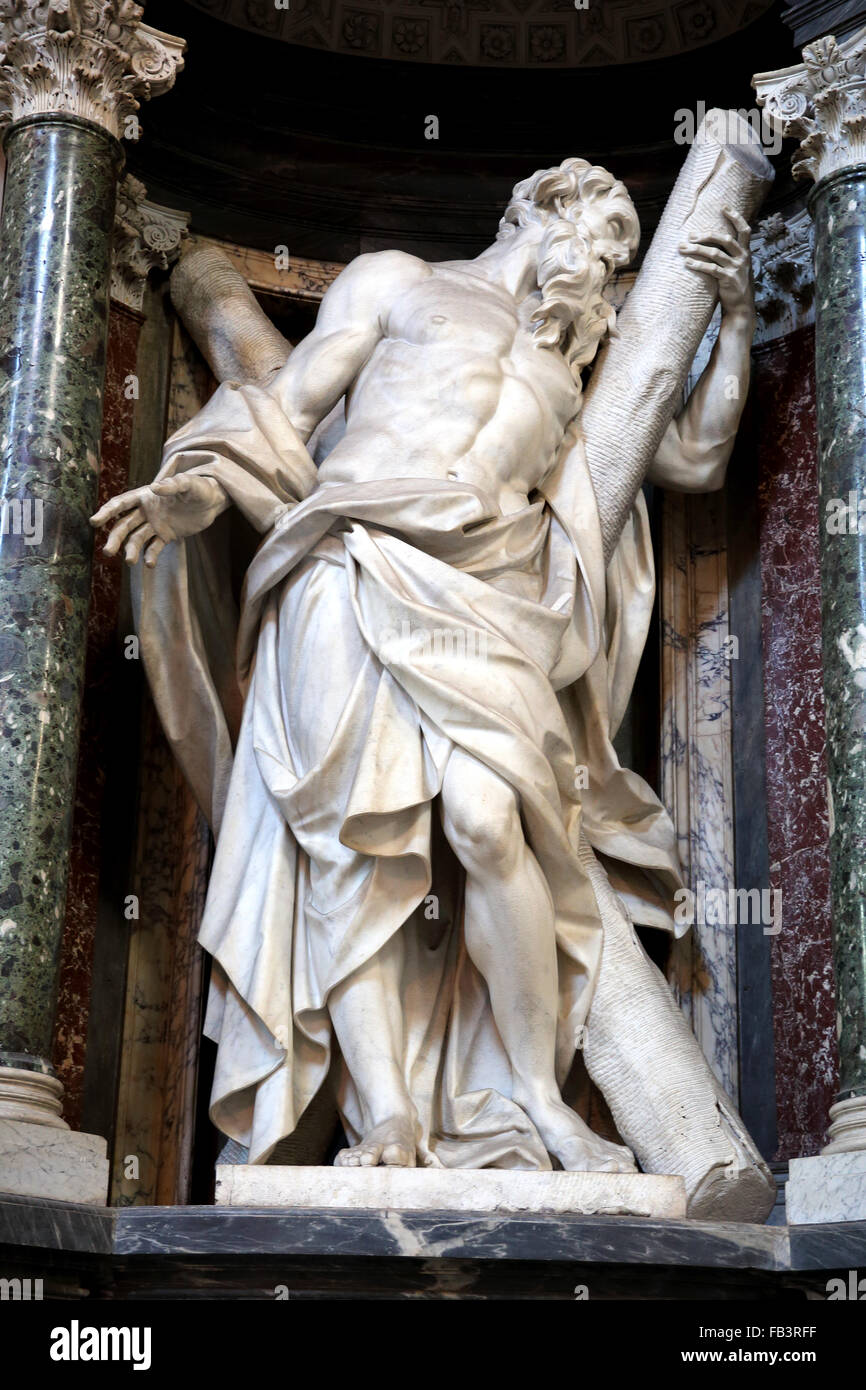 Statua di San Andrea nella Basilica di San Giovanni in Laterano la chiesa in Roma (Italia). Foto Stock