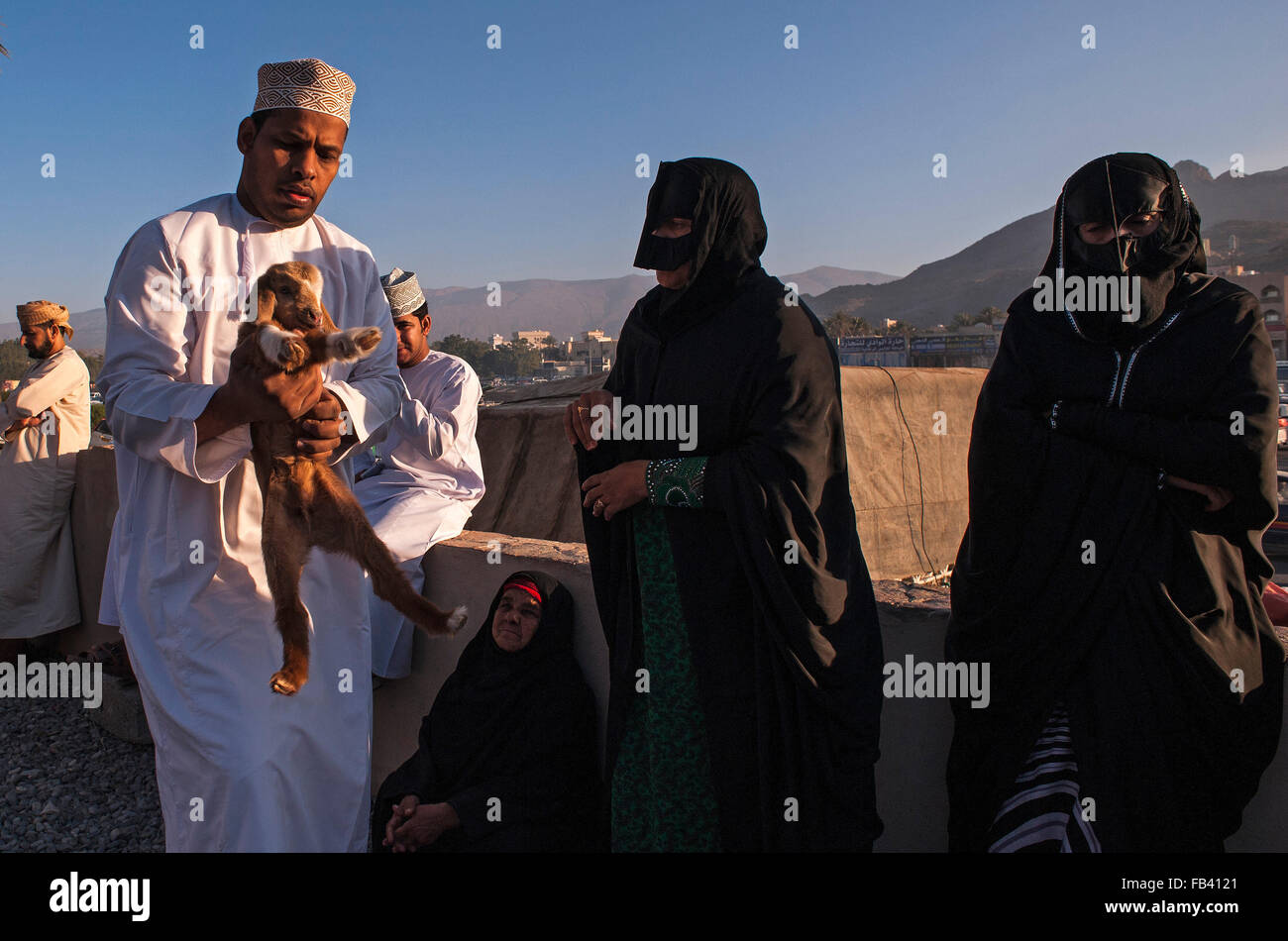 Mercato del bestiame in Nizwa, Oman Foto Stock