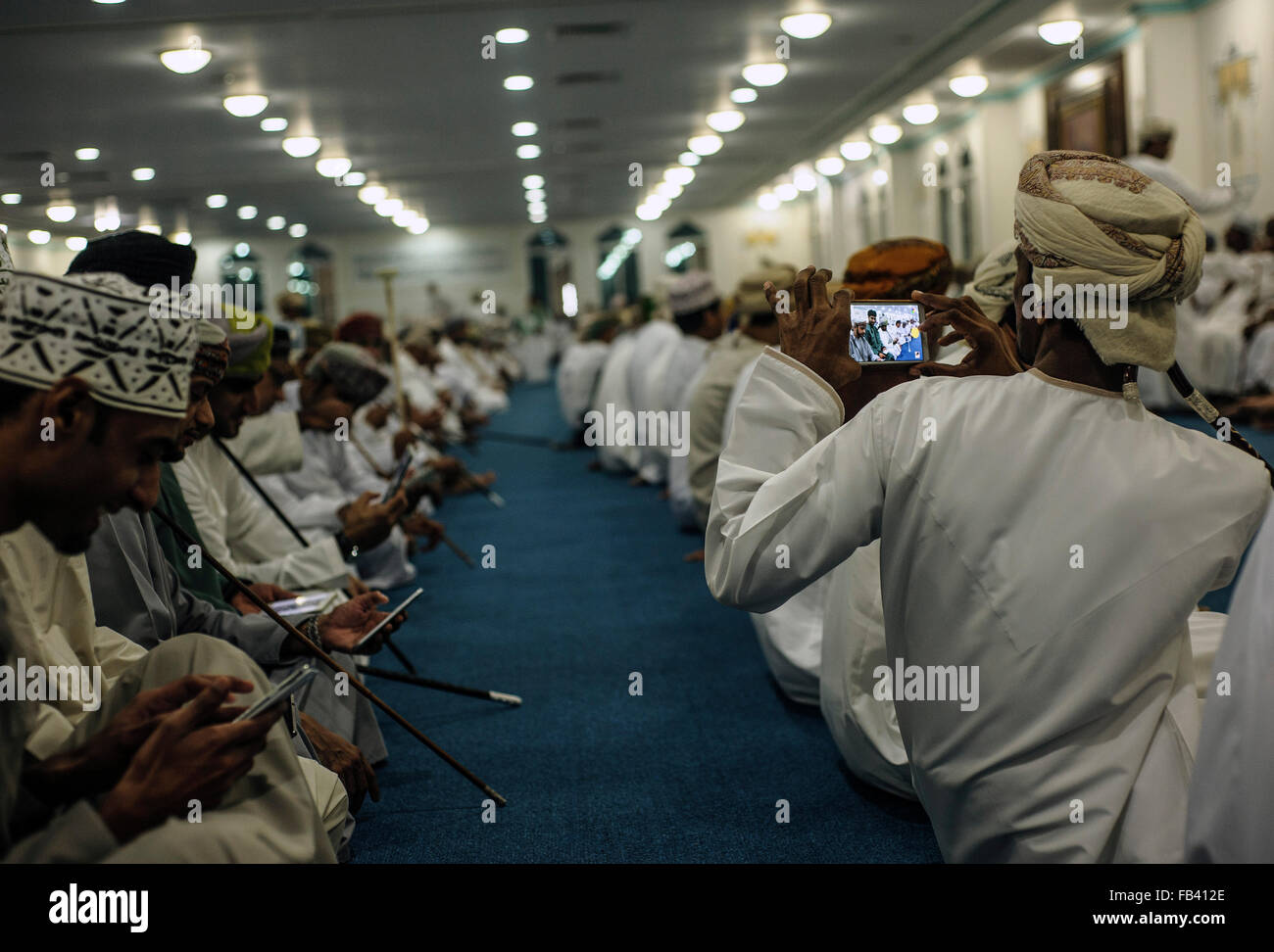 Nozze islamica in una moschea, Muscat Oman Foto Stock