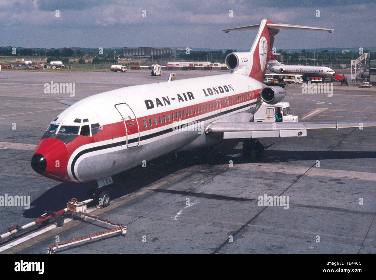 Dan Air 727 all'aeroporto di Gatwick nel 1978 Foto Stock