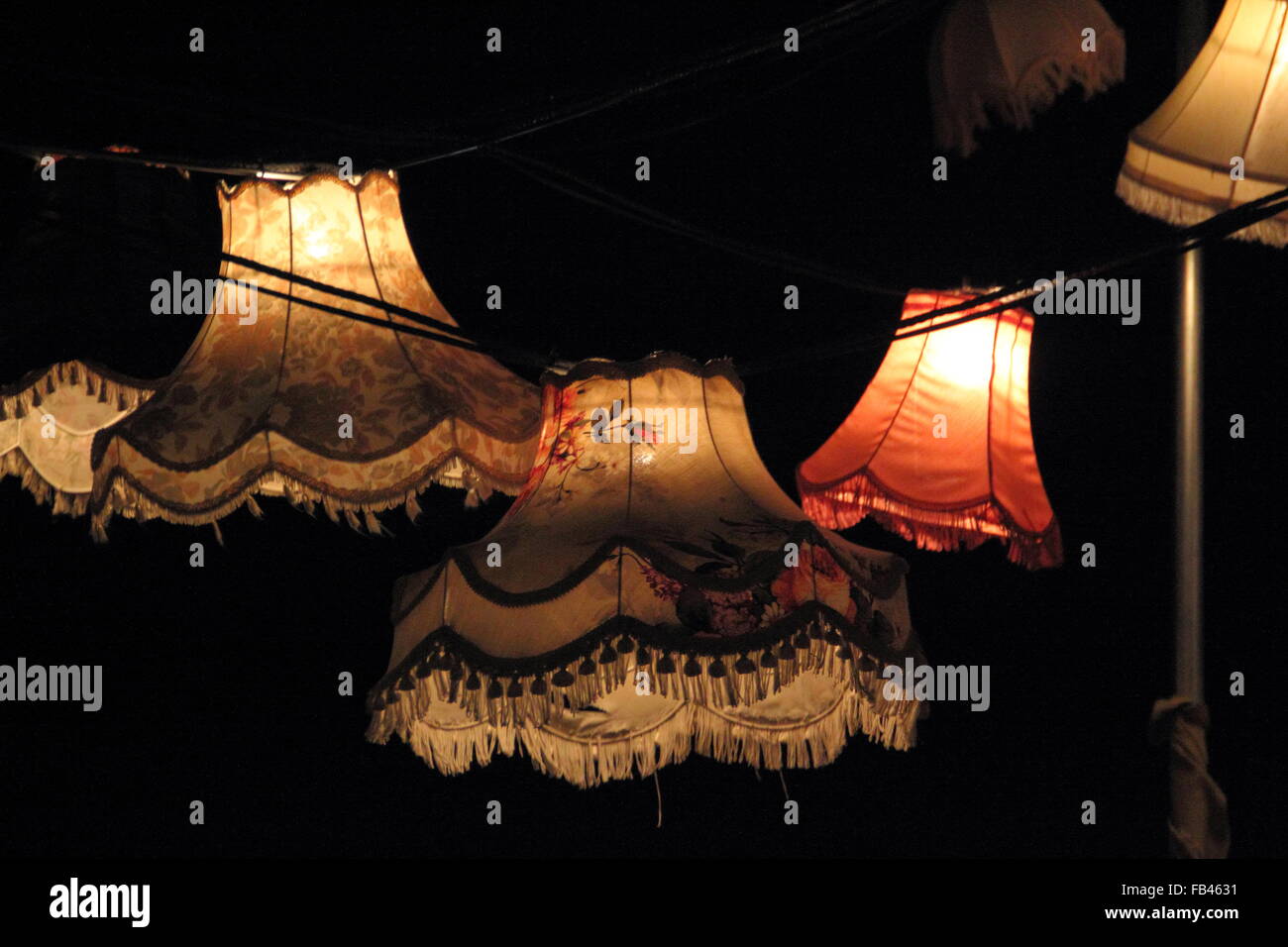 Vintage lightshades utilizzato per effetto decorativo Foto Stock