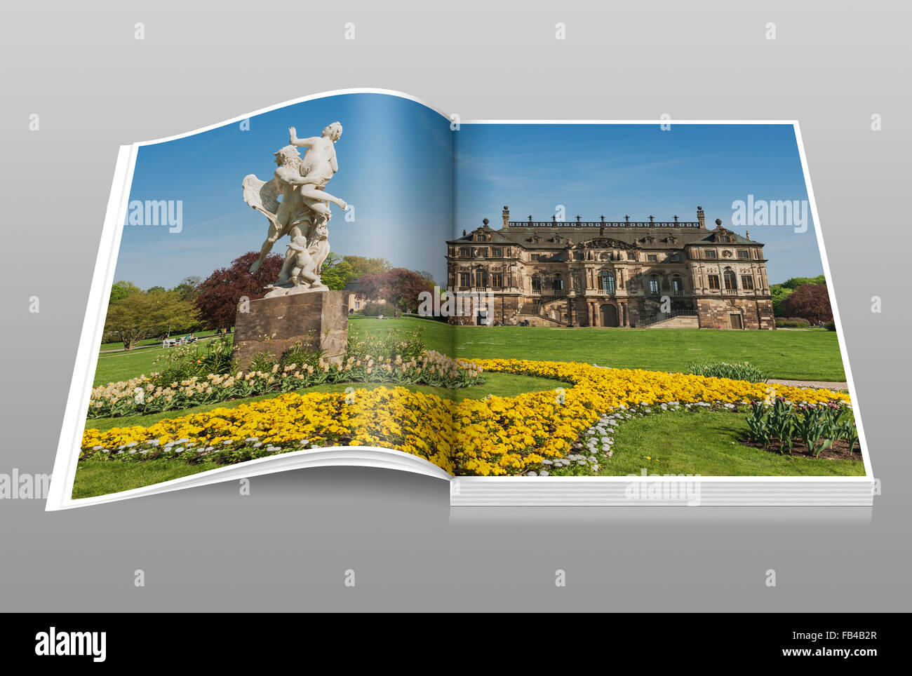 Palazzo nel grande parco giardino, Dresda, Sassonia, Germania, Europa Foto Stock