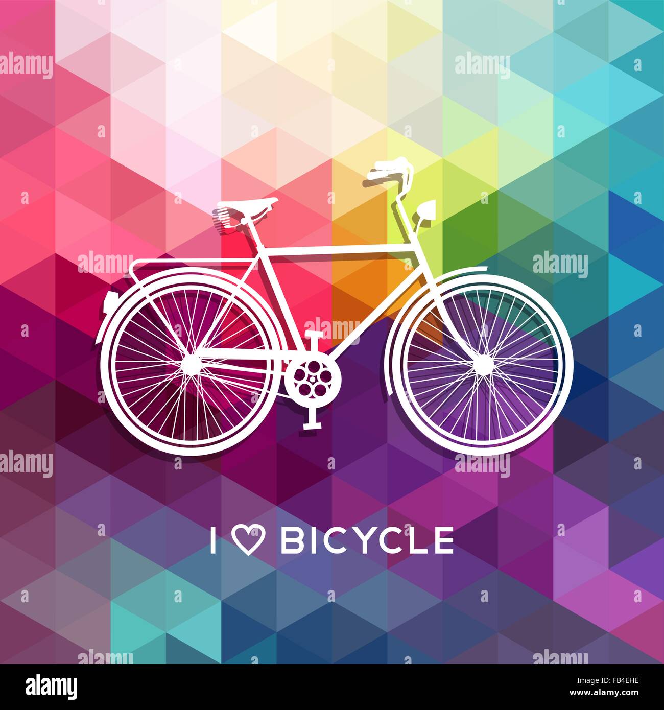 Bicicletta retrò tipografia design poster, bike silhouette concetto con testo colorato e bassa poli dello sfondo. EPS10 vettore. Illustrazione Vettoriale