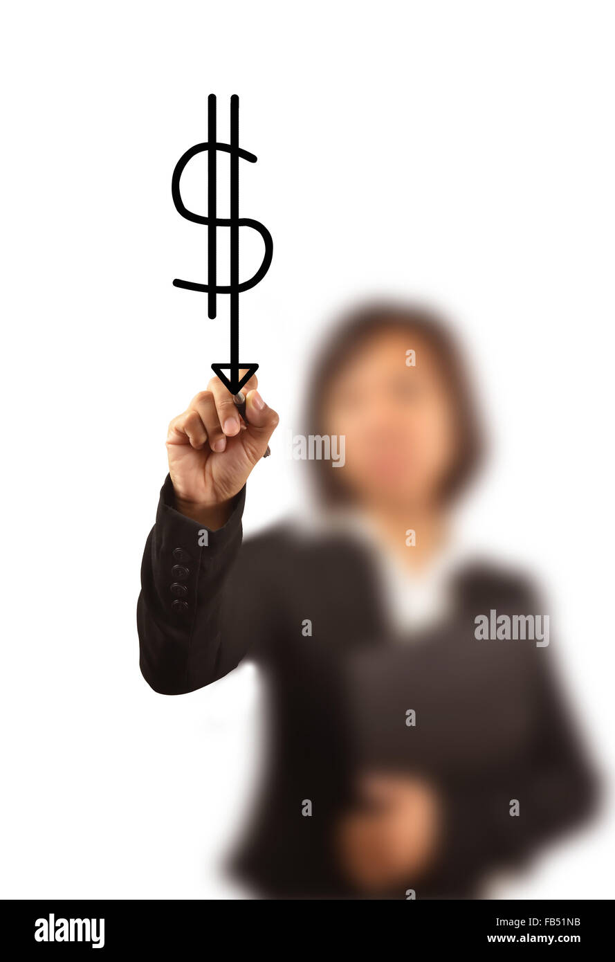 Le donne d'affari scrivendo un icona del dollaro Foto Stock