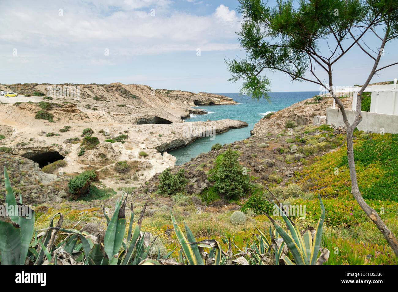 Vista panoramica della spiaggia di Kapros Foto Stock