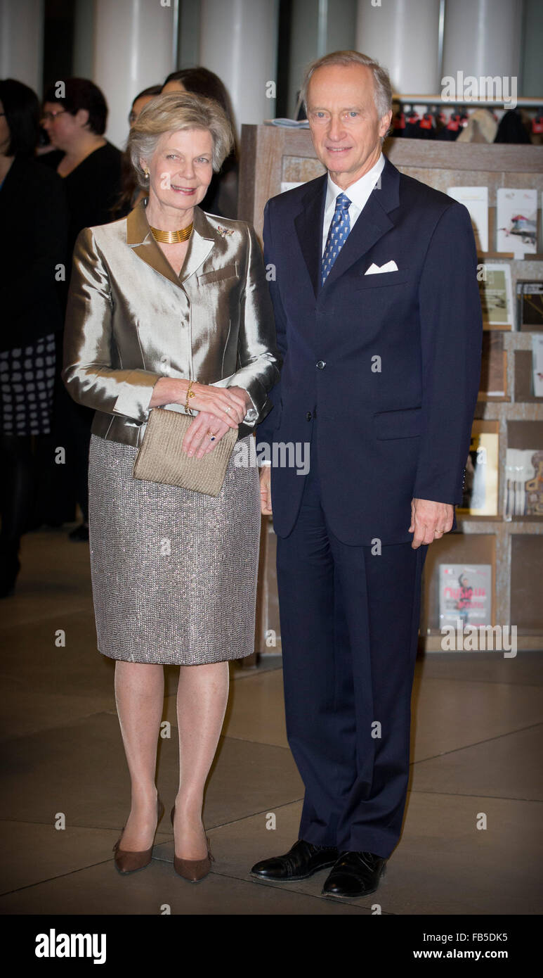 Principessa Austriaca Marie Astrid e Arciduca Carl Christian frequentare la 95esima Festa di compleanno di ex Granduca Jean del Lussemburgo, 9 gennaio 2016. foto: Patrick van Katwijk PAESI BASSI OUT point de vue fuori - nessun filo SERVICE - Foto Stock