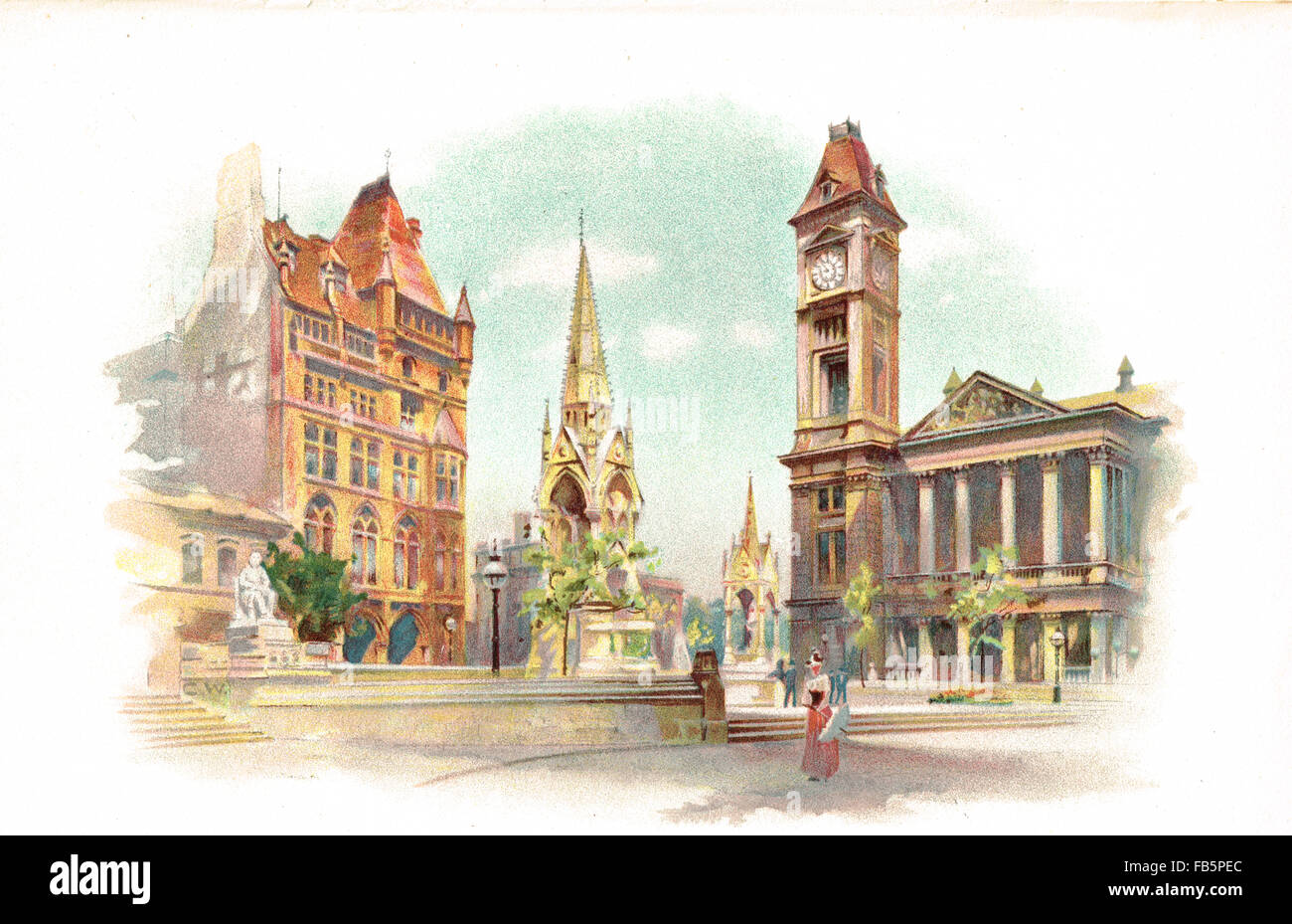 Chamberlain Square birmingham circa 1890 Foto Stock
