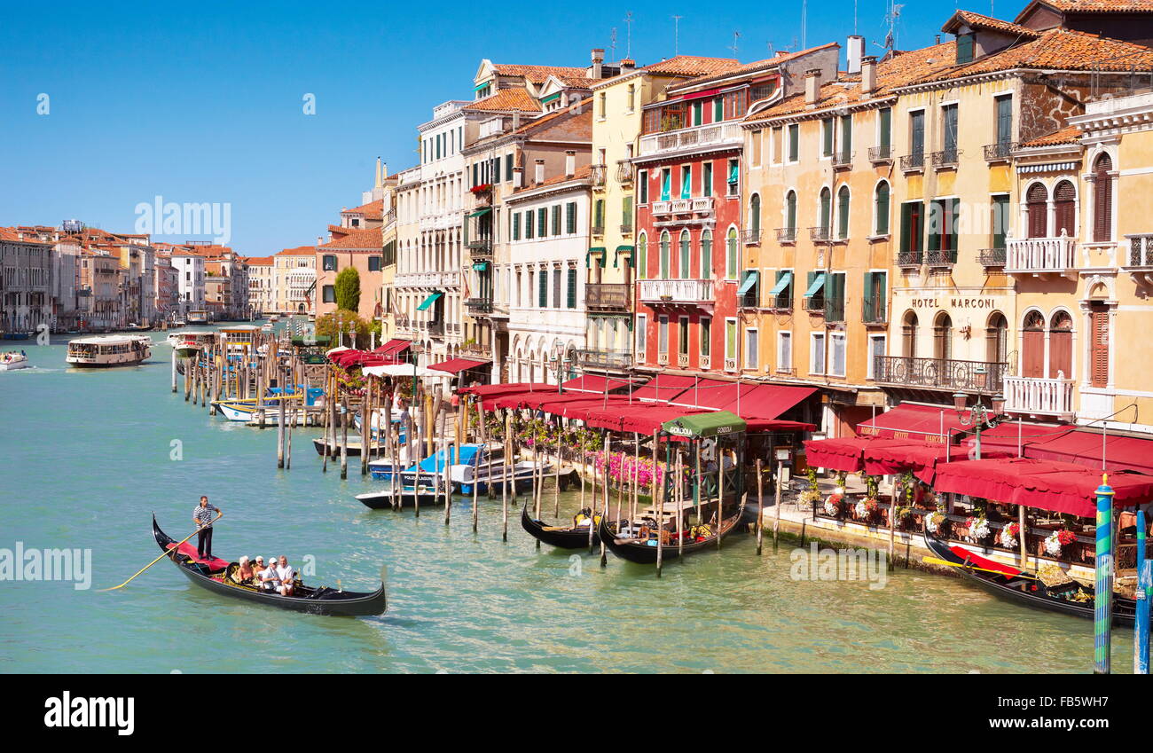 Gondola sul Canal Grande (Canal Grande), Venezia, Veneto, Italia, UNESCO Foto Stock