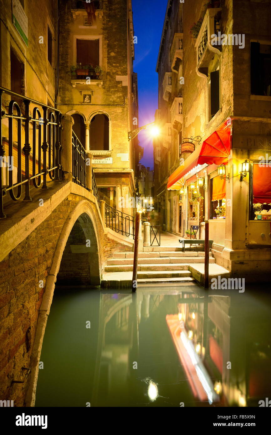 Venezia di notte, Veneto, Italia, UNESCO Foto Stock