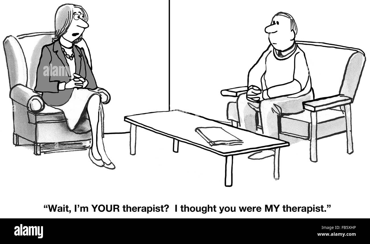 La salute mentale cartoon. Vi è confusione su quale di essi è il terapista. Foto Stock