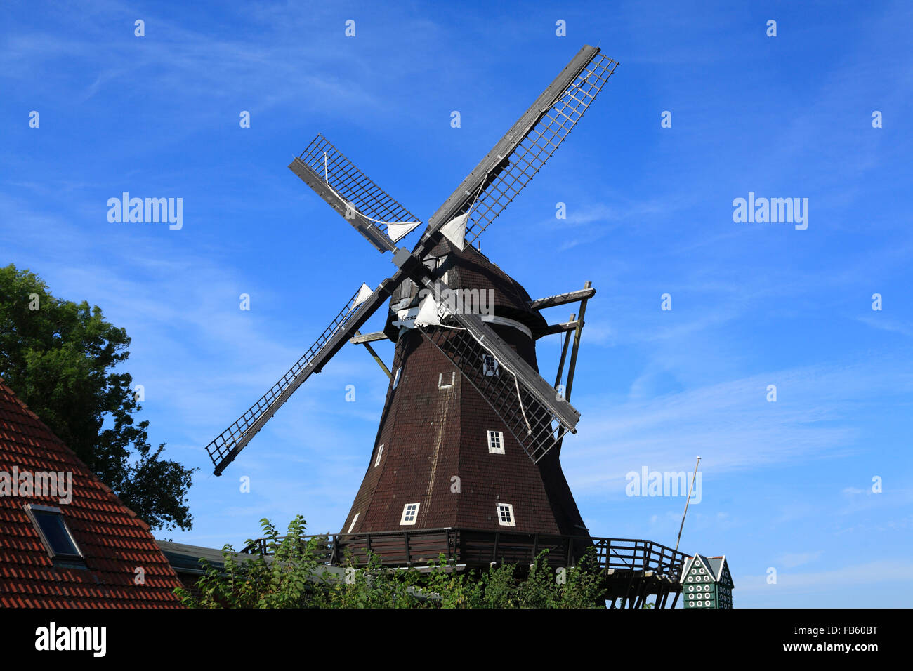 Lemkenhafen mulino (ora Museo)Fehmarn island, Mar Baltico, Schleswig-Holstein, Germania Foto Stock