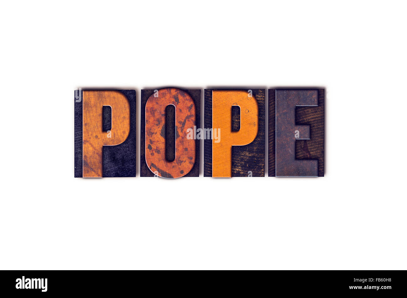 La parola "Papa' scritto in isolati di legno vintage tipo di stampa in rilievo su uno sfondo bianco. Foto Stock