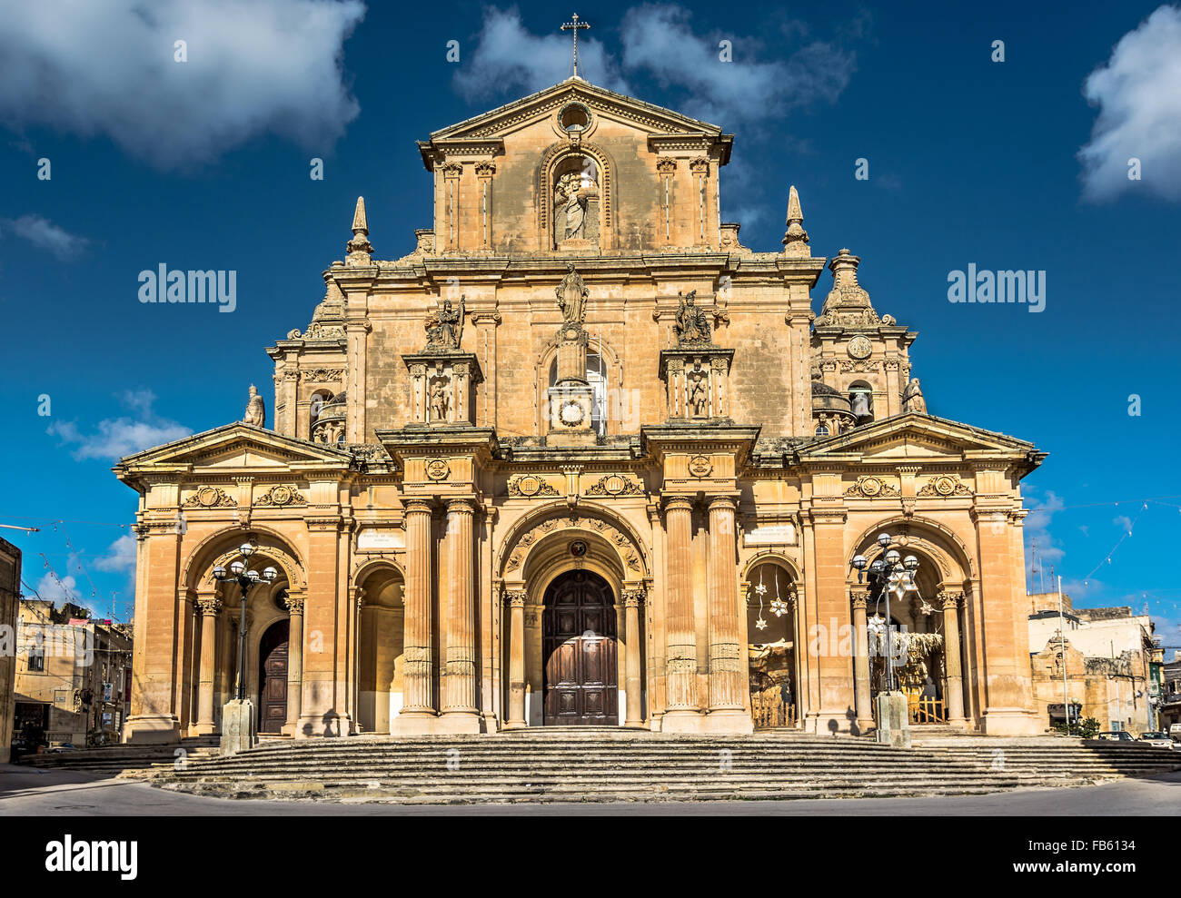 Basilica di San Nicola di Bari chiesa parrocchiale, Siggiewi, era già una parrocchia nel 1436. La chiesa attuale fu costruita tra il 1675 e il 1693. T Foto Stock