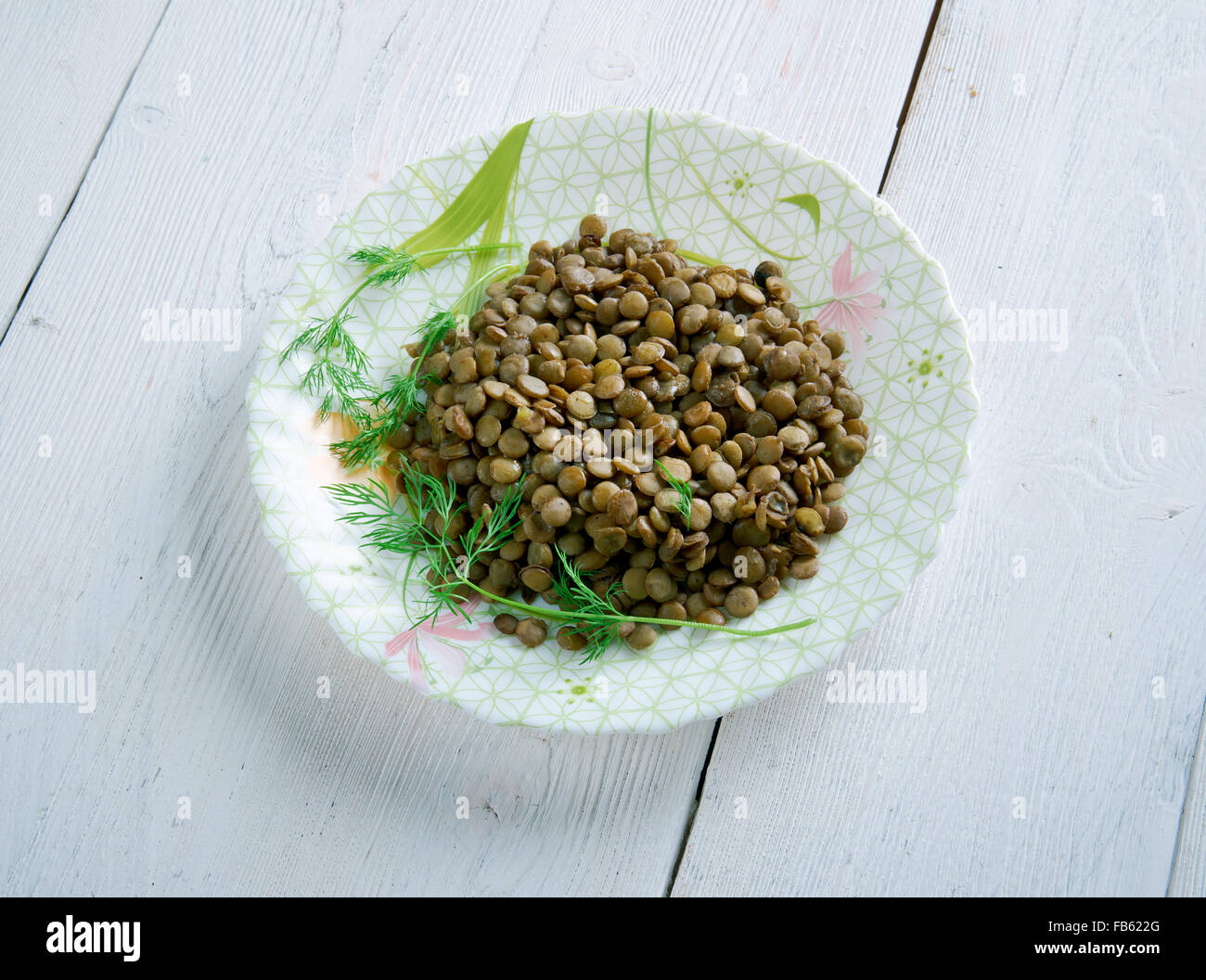 Lenticchie saporite agli aromi - Italiano piatto di lenticchie Foto Stock