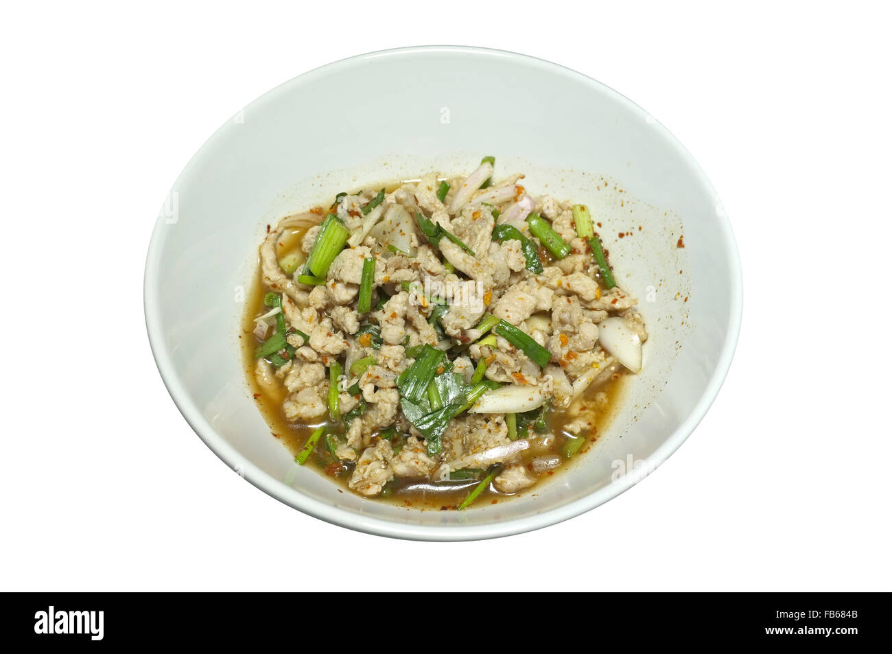 Piccante di carne macinata di maiale insalata Foto Stock