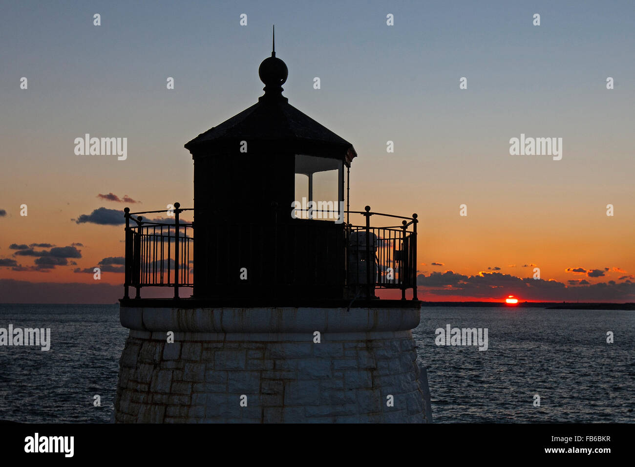 La Collina del Castello la luce al tramonto, Newport, Rhode Island, Stati Uniti d'America Foto Stock