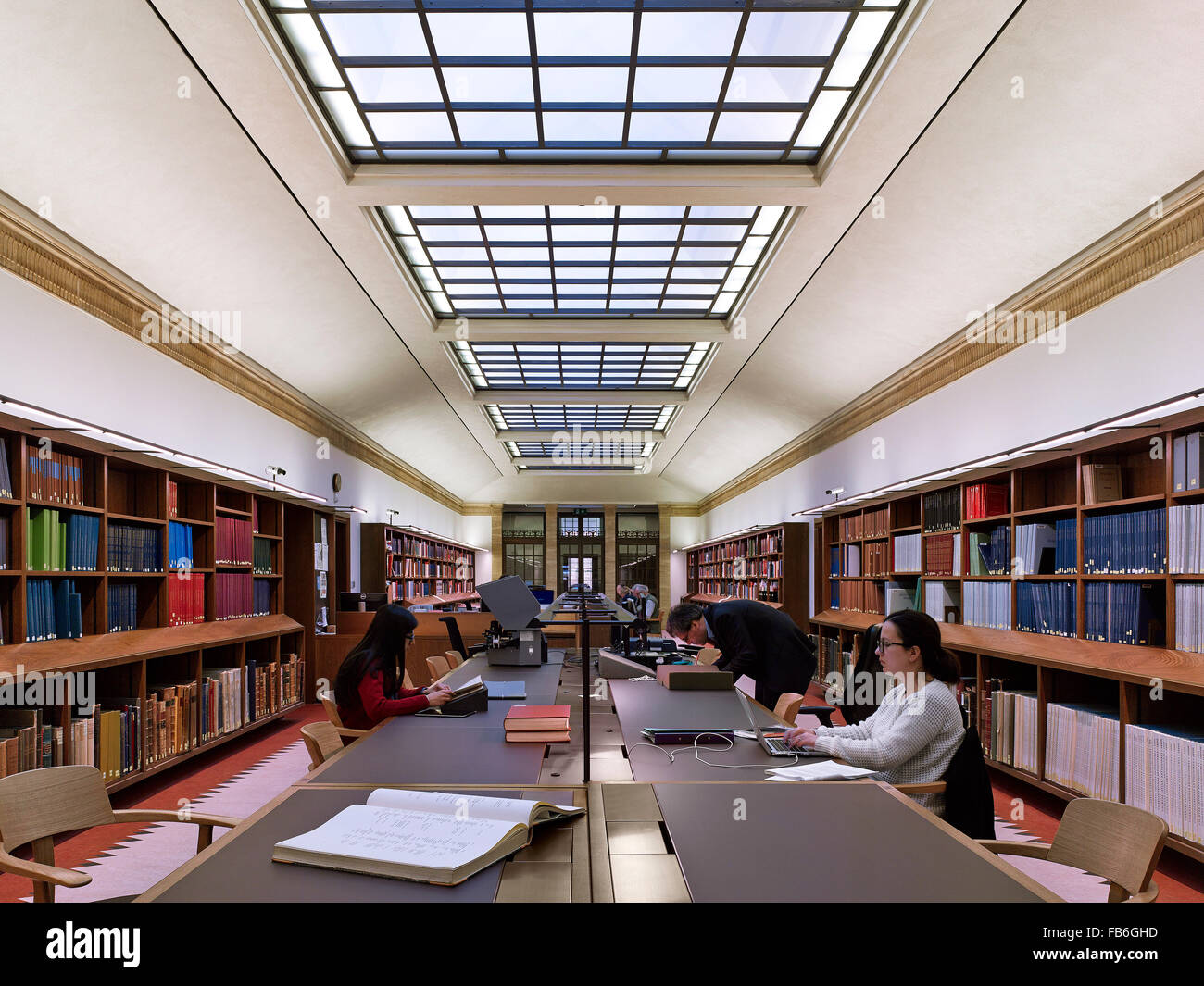 Sala lettura. Weston biblioteca, Oxford, Regno Unito. Architetto: Wilkinson Eyre, 2015. Foto Stock