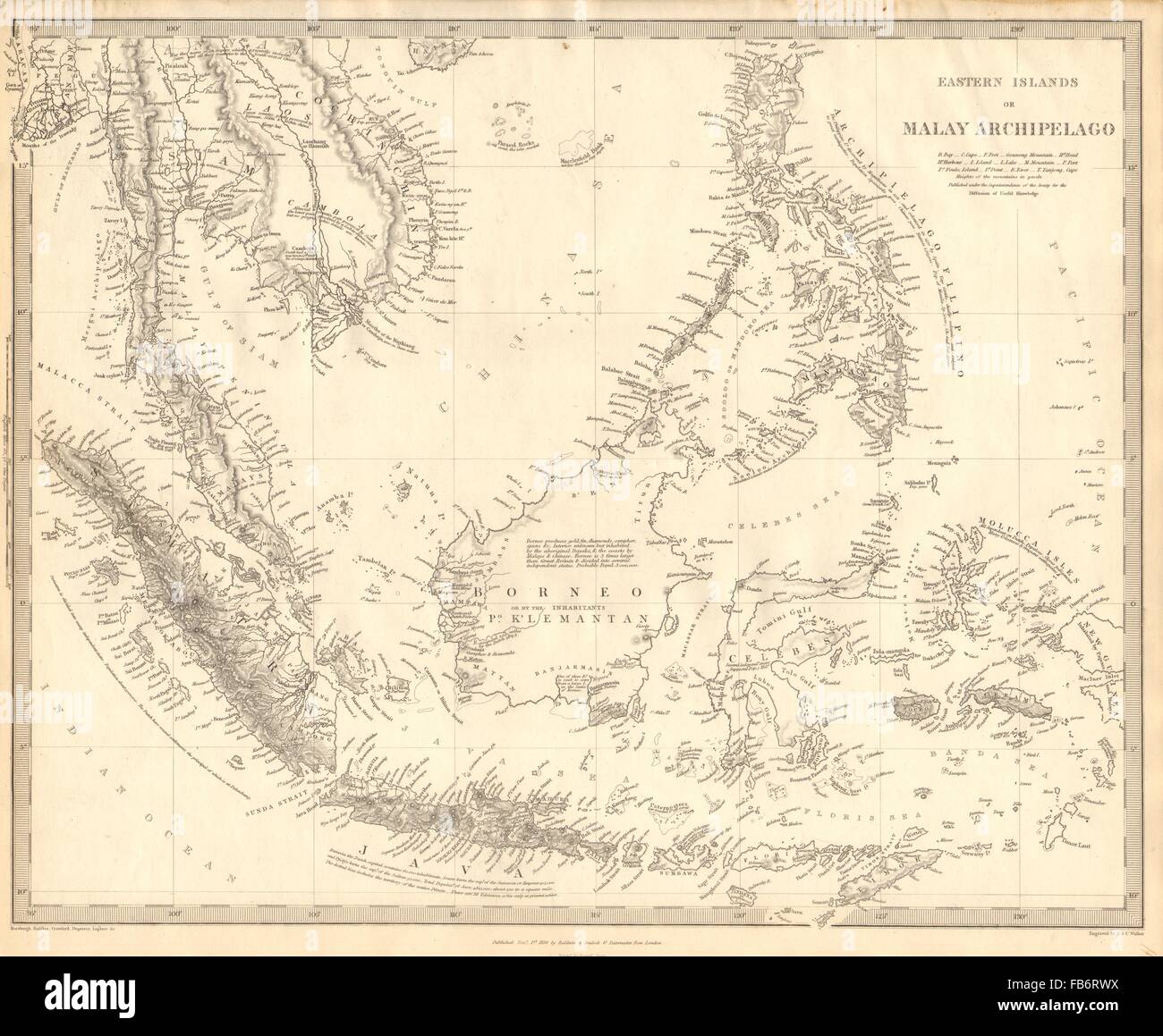 Arcipelago Malese: Indonesia Malaysia Filippine Indocina. SDUK, 1848 Mappa Foto Stock