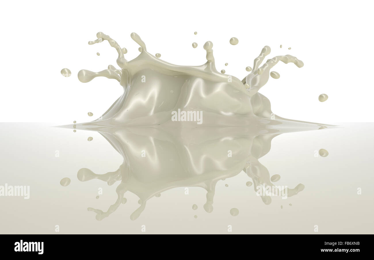 Il cioccolato bianco o spruzzi di latte con una bella corona. Foto Stock