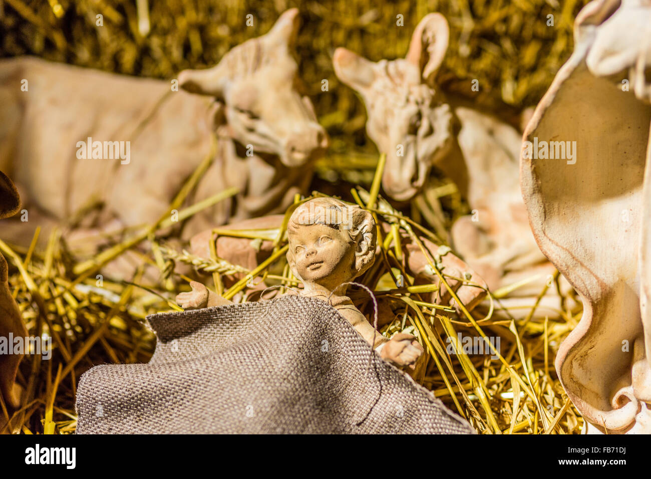 Presepe In Tono Grigio Con Maria, Gesù E Giuseppe – Statua In Ceramica Con Scena Della Natività E Scritta 'Fede', 20 Cm