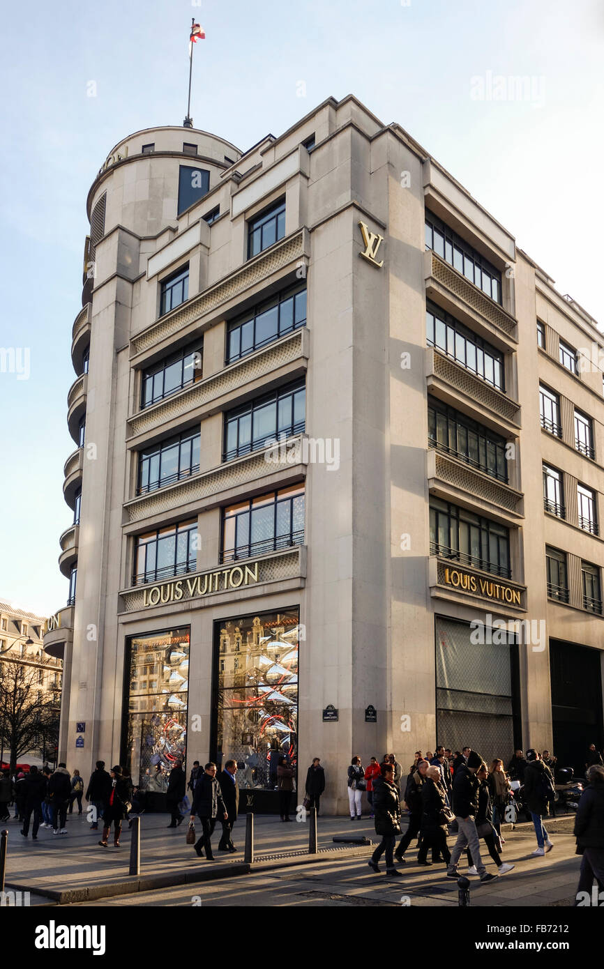 Louis Vuitton store, Champs Elysées, Paris, Francia. Foto Stock