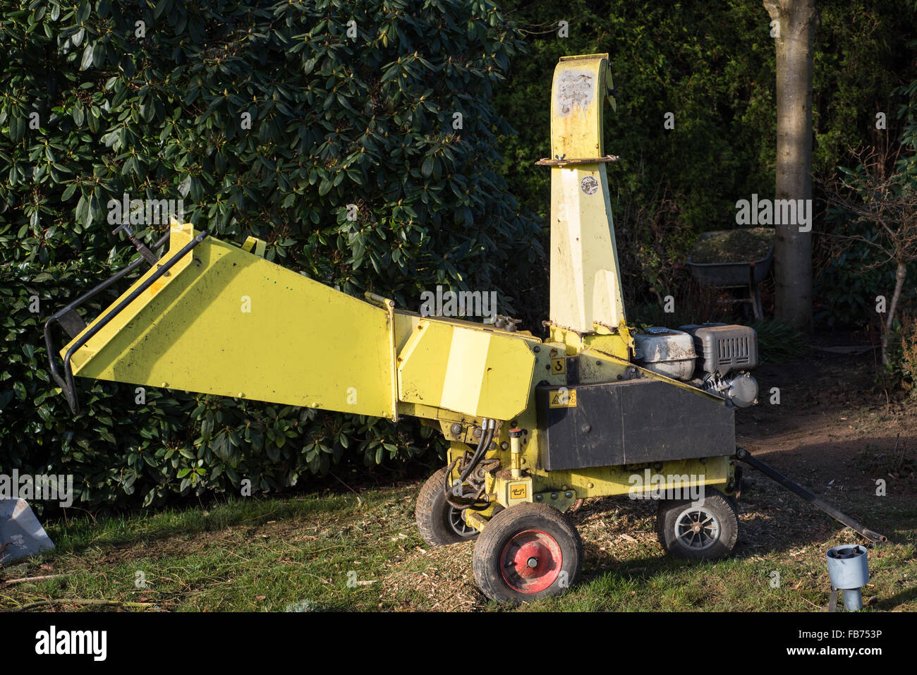 Motore cippatrice in piedi nel parco Foto Stock