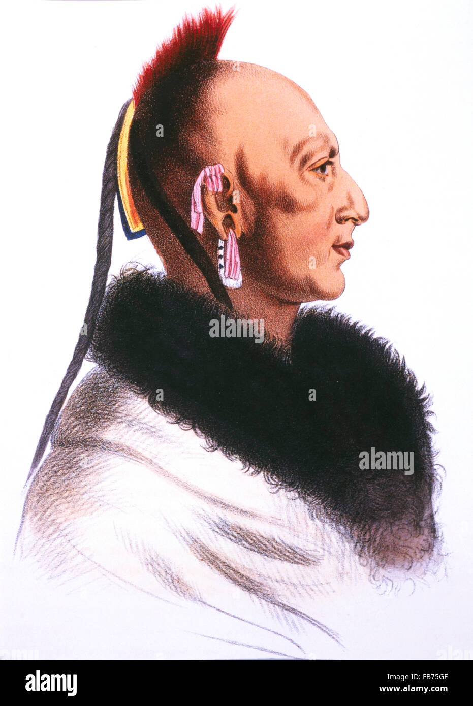 Le Soldat du Chene, Osage Chief, litografia da McKinney e Hall dopo un dipinto da Charles de Saint-Memin, circa 1805 Foto Stock