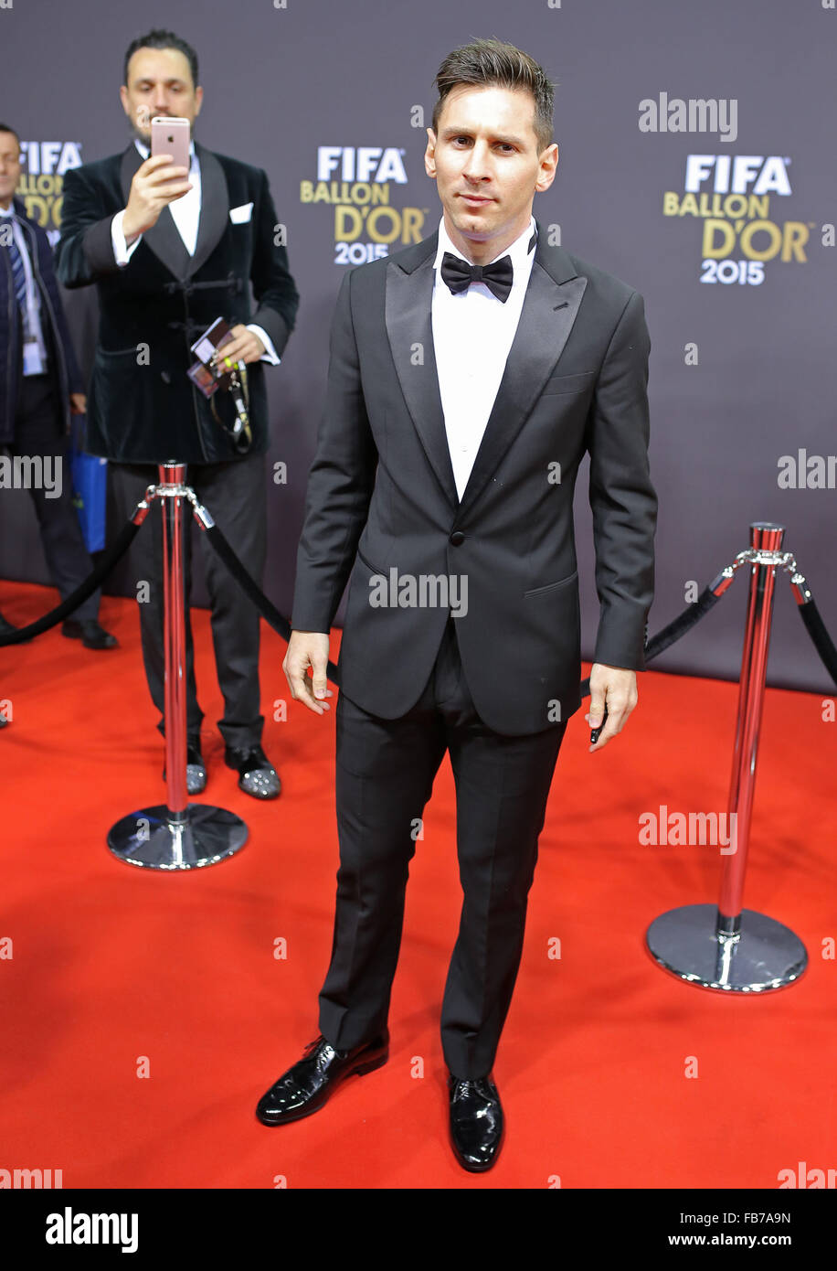 Zurigo, Svizzera. Xi gen, 2016. Lionel MESSI candidati Gala Player mondiale dell'Anno FIFA-Weltfussballer Calciatore dell'anno 2015, FIFA ballon d'Or nel Kongresshaus Zuerich, Svizzera a gennaio 11, 2016 / 11.01.2016 FIFA World Player parte Credito: Peter Schatz/Alamy Live News Foto Stock