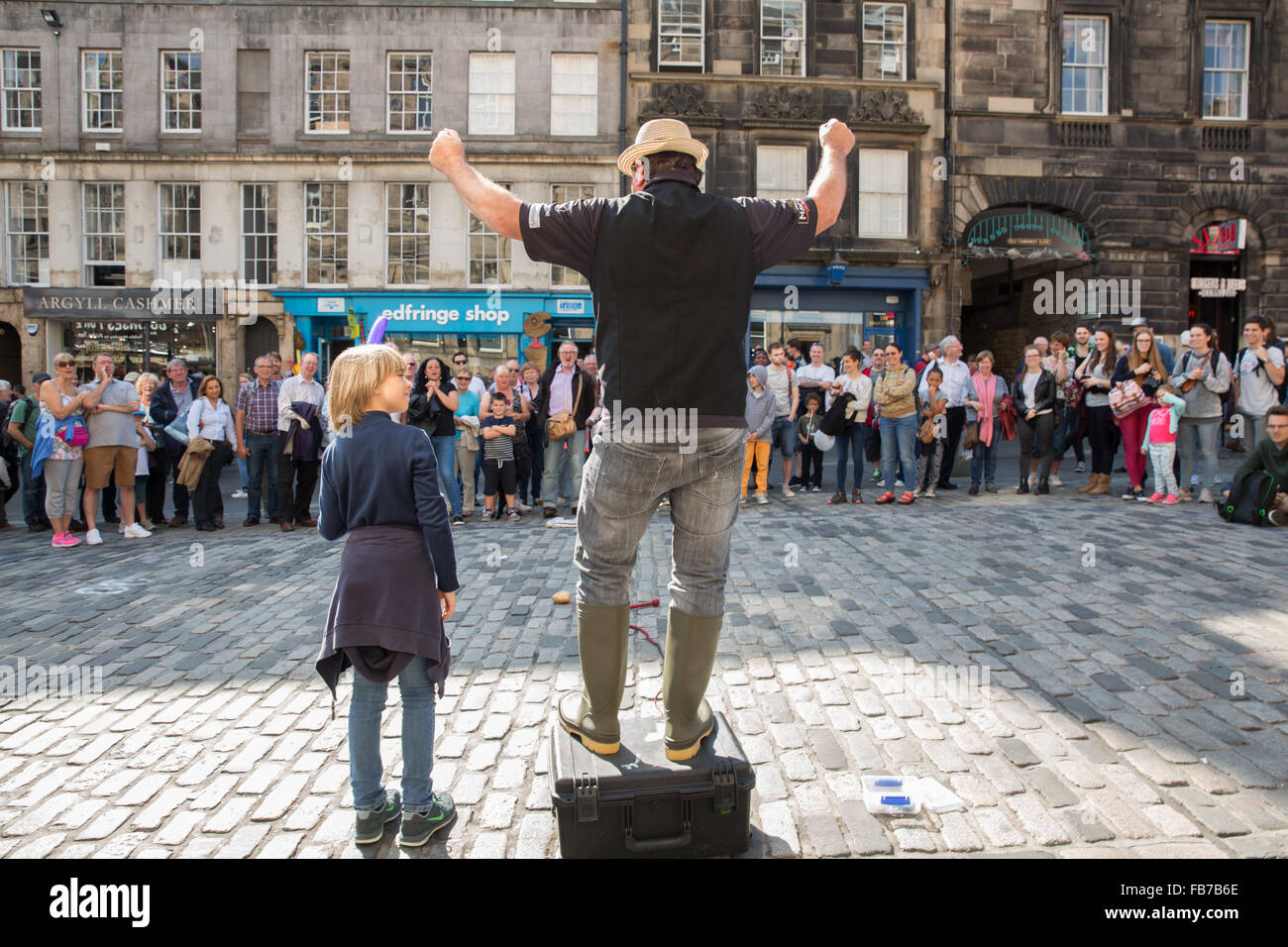 Street performer, Edinburgh Fringe Festival. Foto Stock