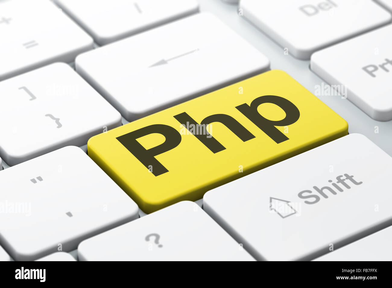 Concetto di programmazione: Php sulla tastiera del computer sullo sfondo Foto Stock