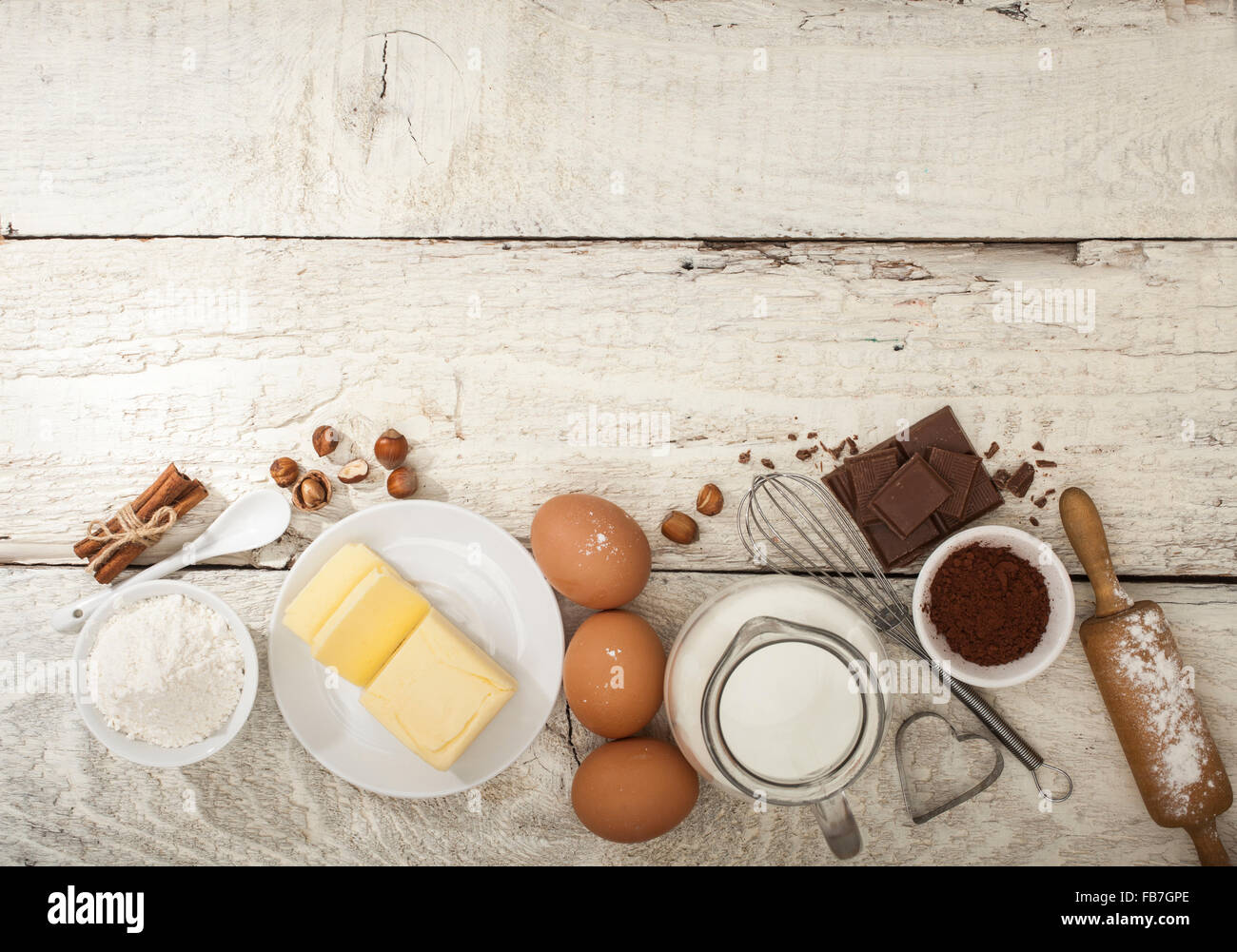 Ingredienti per la preparazione di prodotti da forno Foto Stock