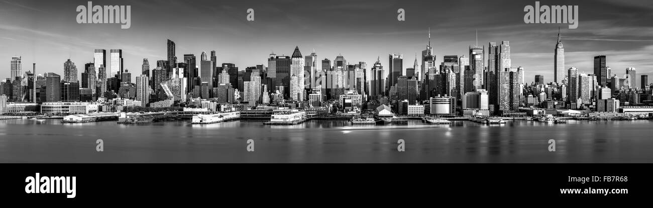 In bianco e nero di New York City panorama Foto Stock