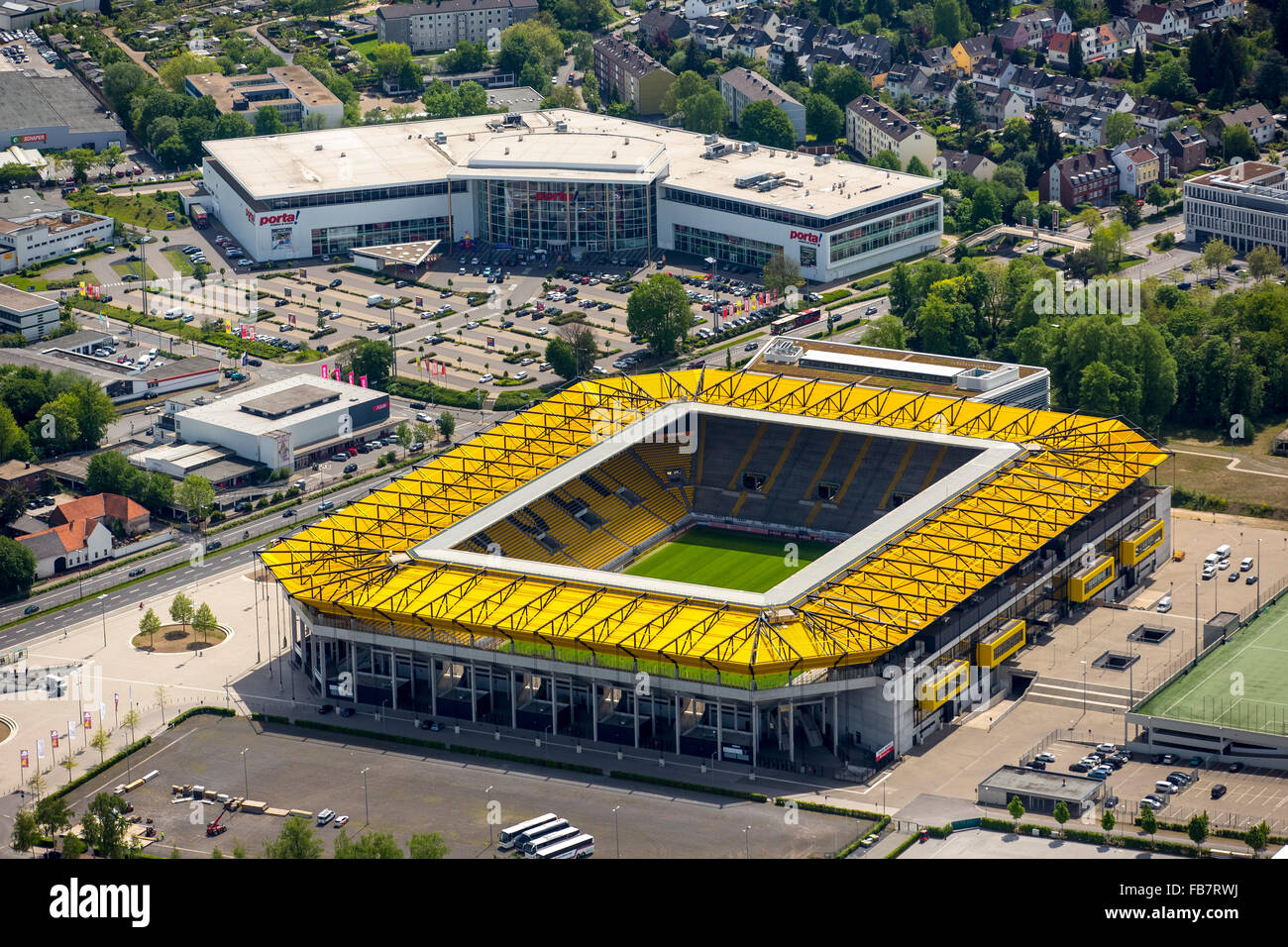 Vista aerea, Bundesliga Premiere League, Tivoli, lo stadio di calcio di Alemannia Aachen, Aachen, Meuse-Rhine euroregione Foto Stock