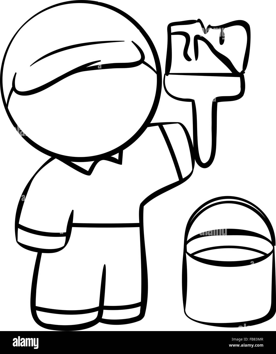 Disegno della linea di un imprenditore della pittura. Illustrazione Vettoriale