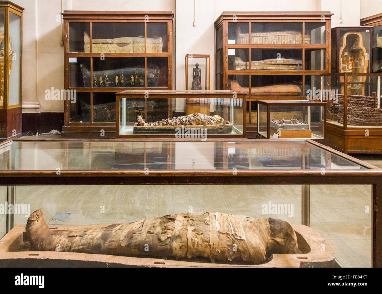 Mummia camera, il Museo Egizio del Cairo, Egitto Foto Stock