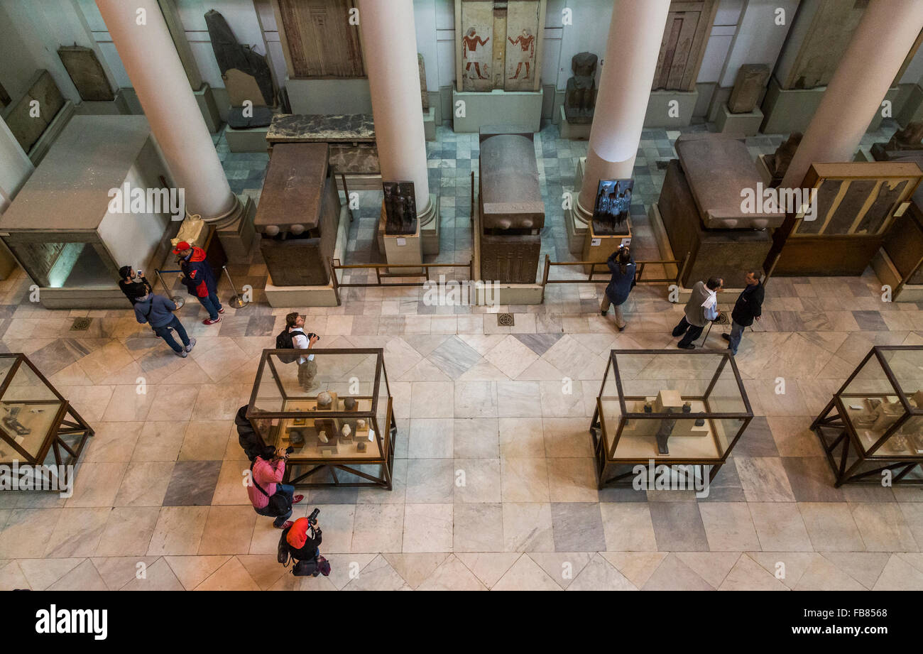 Vista interna del Museo Egizio del Cairo, Egitto Foto Stock
